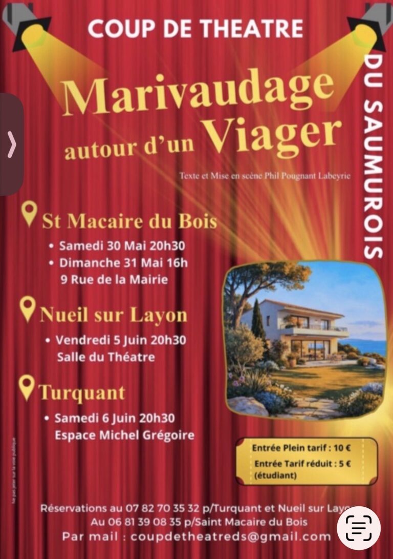 la troupe Coups de Théâtre du Saumurois présenteront leur création originale « Marivaudages autour d'un viager » au théâtre Saint-Charles de Nueil-sur-Layon. | La Voix Lyssoise - KÉVIN NICOULEAUD